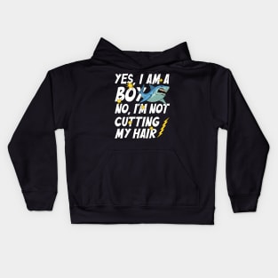 Funny Yes, I Am a Boy No, I'm Not Cutting My Hair Shark Kids Hoodie